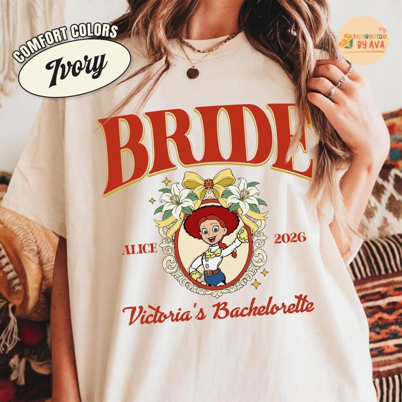 Custom Toy Story Bachelorette Shirt, Disneyland Bridal Team Tee, Bachelor Party Gift, Jessie and Bo Beep, Best Friend Tee, Bride Gift image 3