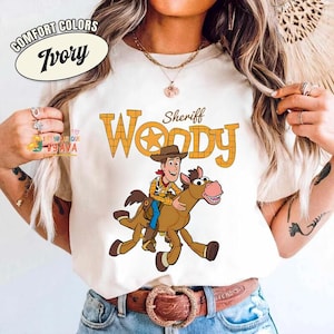 Disneyland Sheriff Woody Cowboy and Bullseye Shirt, Retro Toy Story Disneyland WDW Matching Family Shirt, Magic Kingdom Outfit, Birthday Boy image 1