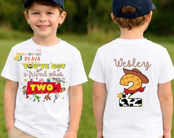 You've got a friends who's two, Toy Story Inspired 2rd Birthday Shirt: Sheriff Cowboy Theme for Boys - Infinity and Beyond Party Shirt