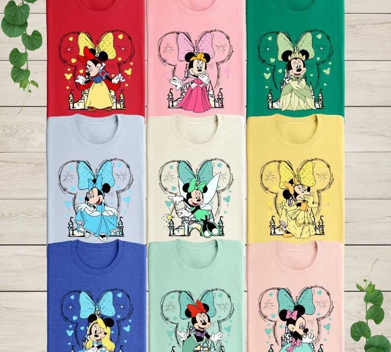 Disneyland Minnie Princess Shirt, Disneyland Princess Birthday Shirt, Princess Mouse Tee, Ariel Tiana Tinkerbell Belle, Disneyland Trip Tee image 2