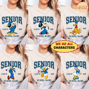 Personalized Mickey and Friends Disneyland Graduation Shirts, Custom Gift for Graduate, Disneyland Grad Family Trip shirt, Class of 2026 画像 1
