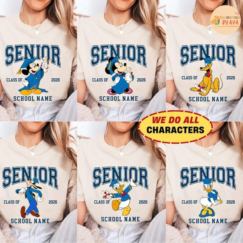 Personalized Mickey and Friends Disneyland Graduation Shirts, Custom Gift for Graduate, Disneyland Grad Family Trip shirt, Class of 2026 画像 1