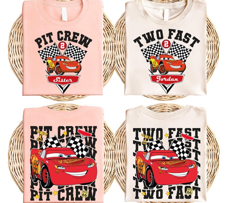 Pit Crew Birthday Shirt, Lightning McQueen Birthday Boy Tee, Two Fast Race Car Birthday Boy Shirt, Disneyland Cars Family Birthday Party image 3
