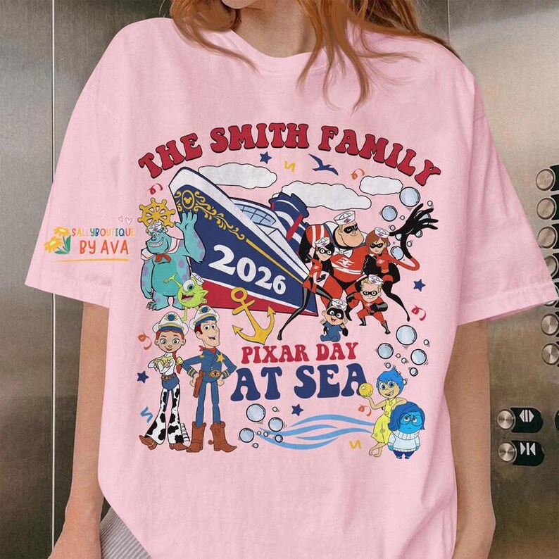 Personalized Disneyland Cruise Line Pixar Day At Sea 2026 Comfort Colors Shirt, Toy Story Monsters Inc Cruise Trip 2026, Disneyland Vacation image 2
