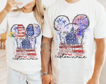 Custom Name 4th of July Shirt Disneyland Castle, Merica Disneyland Shirt, 4th of July Mickey Minnie Shirt, Independence Day, 250th Shirt