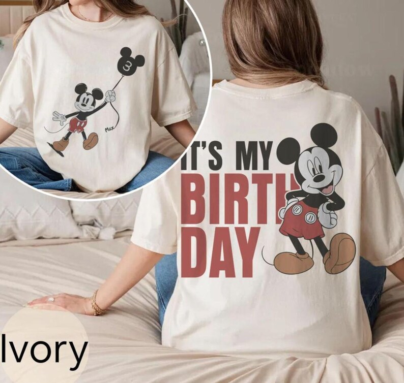 Custom Name Age Disneyland Mickey and Friends With Balloon Shirt, Personalized It's My Birthday Gift, Disneyland Family Matching Shirt 2026 image 2