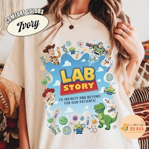 Camiseta de la Semana del Laboratorio de Toy Story de Disneyland, Buzz Lightyear, Woody, Jessie, Bo Peep, Historia del Laboratorio 2026, Asistente de Laboratorio, Equipo de Laboratorio Médico, Laboratorio Clínico imagen 1