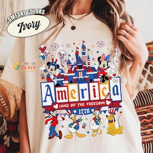 Mickey and Friends Patriotic Disneyland 4th of July Shirt, Disneyland Castle Family America 4th of July, Happy Independence Day, 250th Shirt image 1