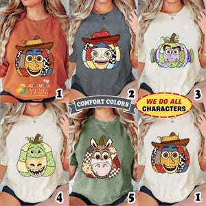 Comfort Colors Preppy Floral Toy Story Shirt, Fall Pumpkin Shirt, Disneyland Autumn Shirt, Disneyland Halloween, Toy Story Halloween Shirt Bild 1