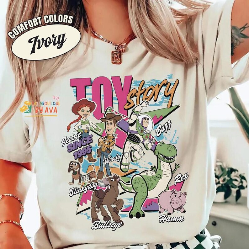 Disneyland Toy Story 1995 Retro Comfort Colors Shirt, Woody Buzz Lightyear Rex Tee, WDW Disneyland Family Vacation 2026 Trip, Pixar Fest image 5