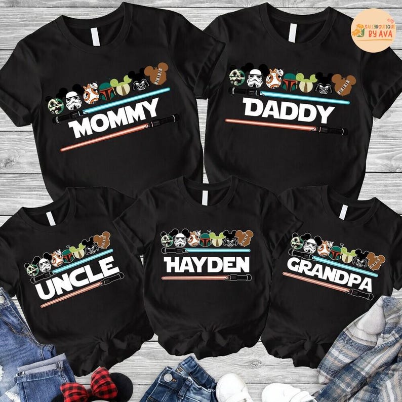 Custom Starwars Mickey Ears Family Shirts, Family Birthday Matching Tees, Galaxy's Edge T-Shirts, Disneyland StarWars Family Trip Tees 2026 image 1