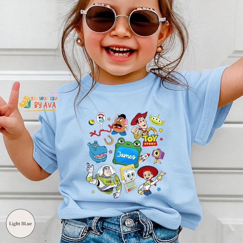 Custom Name Toy Story 5 Movie Shirt, Lilypad Buzz Lightyear Woody Jessie Toy Story Land You've Got a Friend In Me Adult & Kids Shirt image 1
