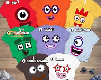 Numberblocks Costume Shirt, Numberblocks Halloween Costume Shirt, Numberblocks Groups Costume Shirt, Costume Halloween Family Matching Shirt