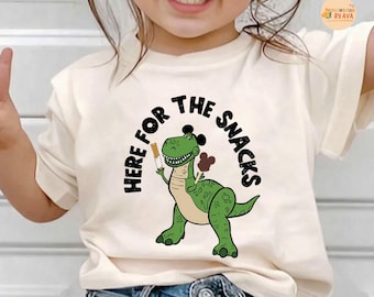 Here For The Snacks Rex Toy Story Shirt, Funny Kids Toy Story Snack Lover Tee, Woody Buzz Rex Graphic Top, Disneyland Family Matching