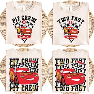 Pit Crew Birthday Shirt, Lightning McQueen Birthday Boy Tee, Two Fast Race Car Birthday Boy Shirt, Disneyland Cars Family Birthday Party image 1