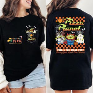 Toy Story Pizza Planet Shirt, Spooky Alien Halloween Tee 2026, Comfort Colors Disneyland Top, Space Port Graphic Shirt image 3