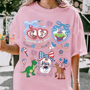 Coquette Bows Toy Story Characters USA 250th Anniversary Shirt, Pixar Toy Story 4th of July Shirt, Disneyland Independence Day Gift image 7