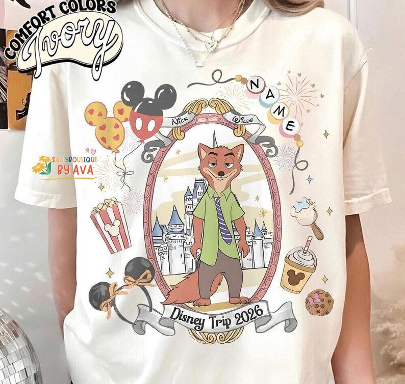Custom All Characters Disneyland Trip 2026 Shirt, Personalized WDW Family Vacation Matching Tee, Magic Kingdom Mickey Pooh Stitch Buzz Shirt image 4