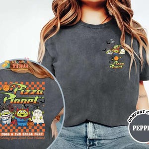 Toy Story Pizza Planet Shirt, Spooky Alien Halloween Tee 2026, Comfort Colors Disneyland Top, Space Port Graphic Shirt image 5
