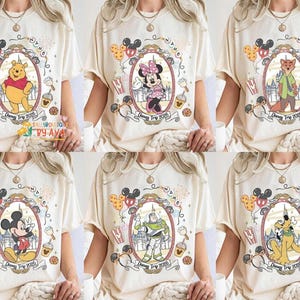 Custom All Characters Disneyland Trip 2026 Shirt, Personalized WDW Family Vacation Matching Tee, Magic Kingdom Mickey Pooh Stitch Buzz Shirt image 3