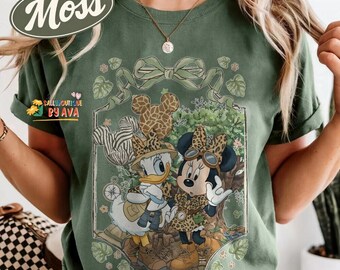Chemise safari léopard Minnie Daisy Retro Comfort Colors®, t-shirt Besties léopard Animal Kingdom, voyage en famille WDW Lets Get Wild 2026 assorti
