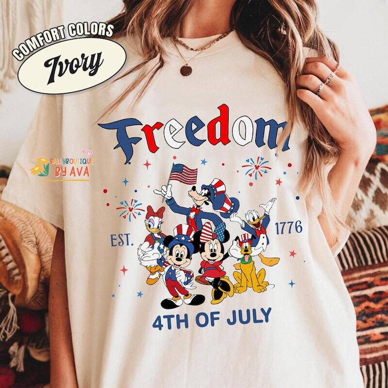 Mickey and Friends Disneyland 4th of July est 1776 Shirt, Disneyland America Shirt, Independence Day, Disneyland Patriotic 250 Years Shirts image 1