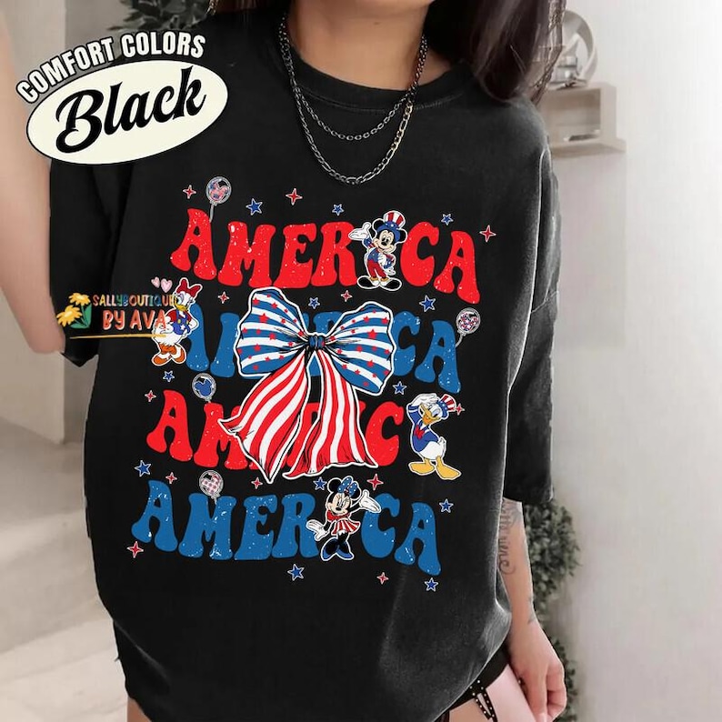 Disneyland Mickey Coquette American 4th Of July Shirt, Disneyland USA Shirt, Mickey and Friend USA Shirt, Patriotic 250 Years Shirts image 4