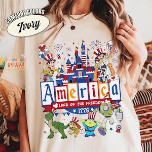 Camisetas de Toy Story para el 4 de julio, Tierra de la Libertad, Camiseta Feliz 4 de Julio, Camiseta del 250 Aniversario de EE. UU., Camiseta del Día de la Independencia imagen 1