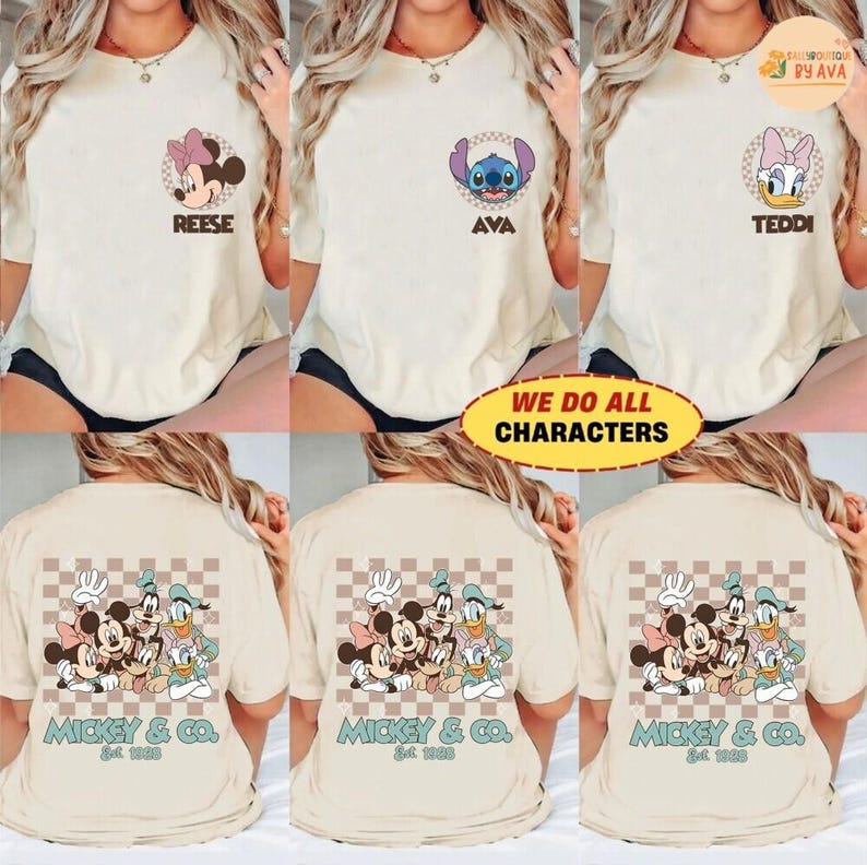 Custom Mickey & Co Shirt, Retro Mickey and Friends Shirt, Retro Disneyland Trip Shirt, Disneyland Family Vacation Shirt image 1