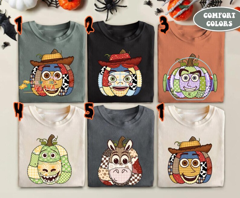 Comfort Colors Preppy Floral Toy Story Shirt, Fall Pumpkin Shirt, Disneyland Autumn Shirt, Disneyland Halloween, Toy Story Halloween Shirt Bild 2