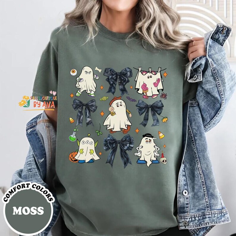 Toy Story Halloween Shirt 2026, Ghost Characters Tee, Spooky Coquette Bow Shirt, Halloween 2026 Spooky Season, Disneyland Gift for Her image 3