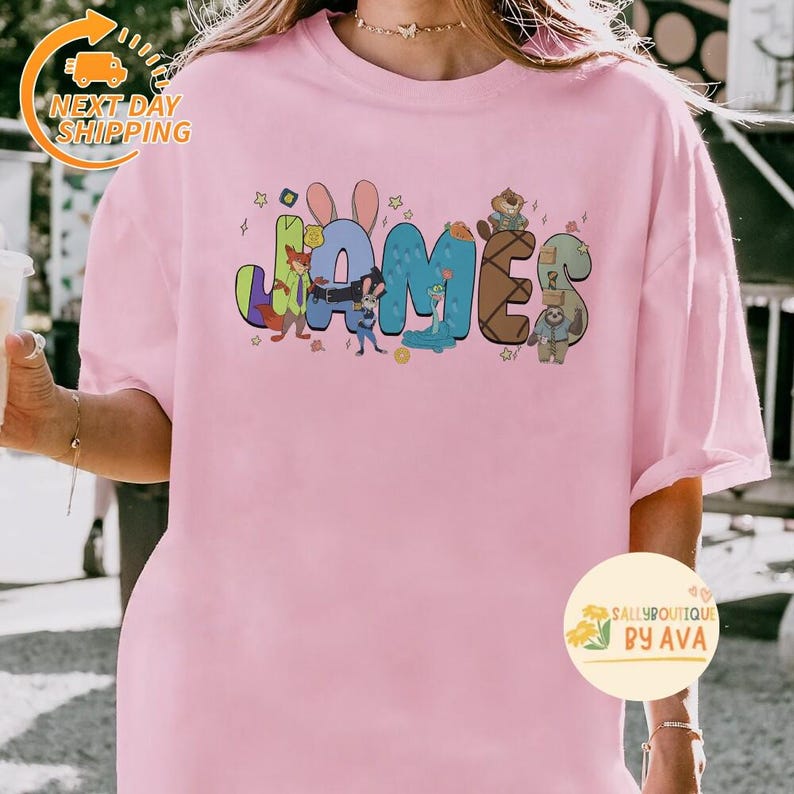 Camiseta con nombre personalizado de los personajes de Zootopia 2 de Disneyland, camiseta de Judy Hopps, Nick Wilde y Gary DeSnake, viaje familiar a Disneyland, cumpleaños de Zootopia 2 para niña. imagen 3