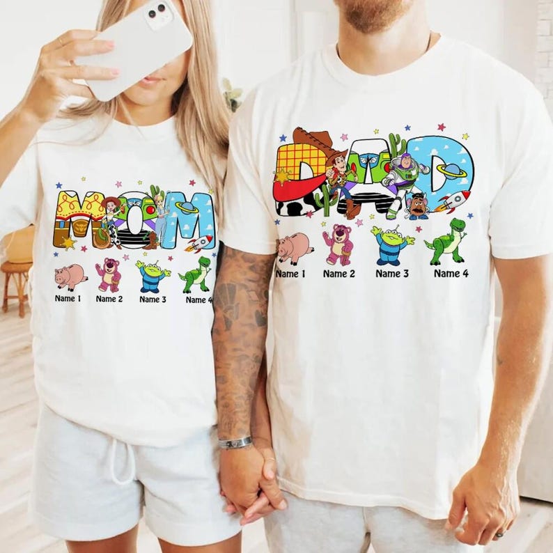Custom Dineyland Toy Story Dad Mom Shirt, Dad Mom Birthday Tee, Family Toy Story Matching Birthday Shirt, Gift For Mom, Couple Shirt image 2