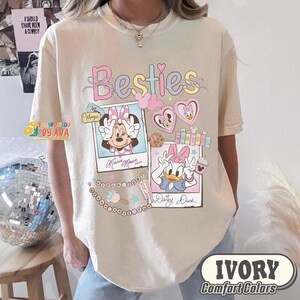 Retro Disneyland With My Bestie Shirt, Minnie Mouse and Daisy Duck Coquette Bow Shirt, Best Friends Disneyland Matching Tee, BFF Girls Trip image 4