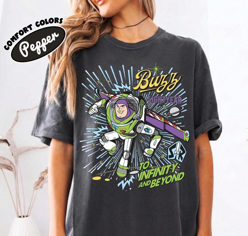 Vintage Comfort Colors Buzz Lightyear To Infinity And Beyond Shirt, Pixar Toy Story Space Ranger Tee, Disneyland Family Trip 2026 Shirt image 3