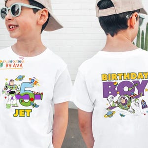 Personalize Buzz Lightyear Birthday Shirt, Toy Story Birthday Boy, Disneyland Toy Story Birthday Sweatshirt, Disneyland Birthday Party Shirt image 2