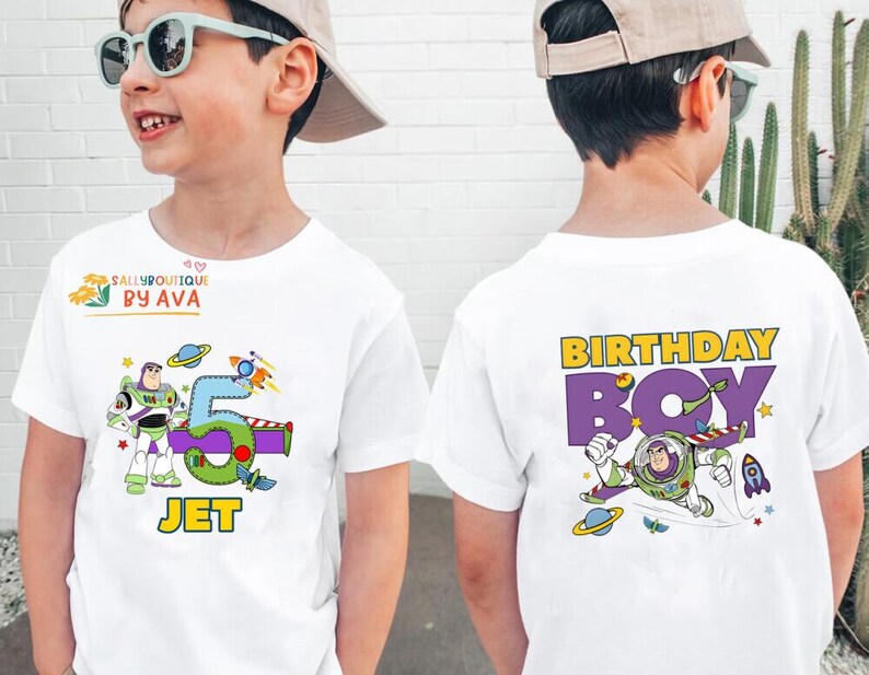 Personalize Buzz Lightyear Birthday Shirt, Toy Story Birthday Boy, Disneyland Toy Story Birthday Sweatshirt, Disneyland Birthday Party Shirt image 2