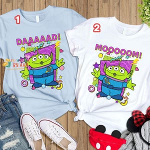 Funny Disneyland Pixar Toy Story Alien MOM DAD Couples Shirt, Mother's Day Gift, Father's Day, Disneyland Trip, Family Birthday Matching Tee image 2