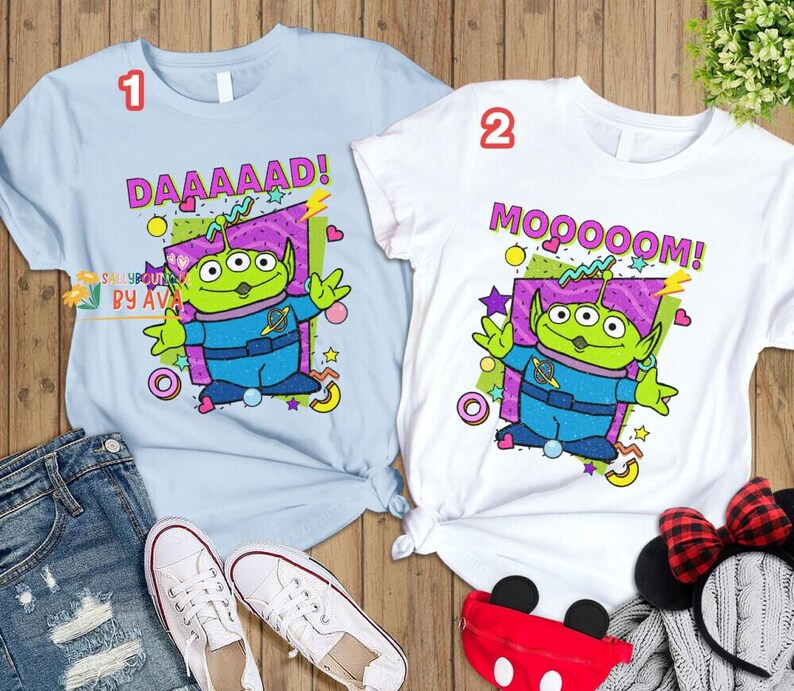 Funny Disneyland Pixar Toy Story Alien MOM DAD Couples Shirt, Mother's Day Gift, Father's Day, Disneyland Trip, Family Birthday Matching Tee image 2