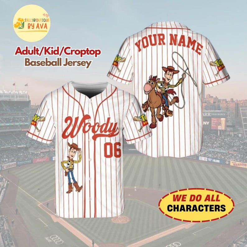 Custom Disneyland Toy Story Collection, Baseball Jersey Team, Toy Story Characters Woody Croptop Jersey, Buzz Jersey, Gift for Kids Him Her image 2