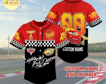 Personalized Disneyland Cars Baseball Jersey,Lightning McQueen Crop Top Baseball Jersey,Disneyland Cars Birthday Gift, Gift For Her and Him