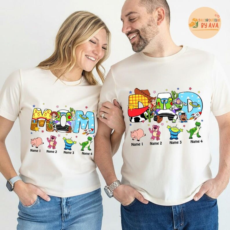 Custom Dineyland Toy Story Dad Mom Shirt, Dad Mom Birthday Tee, Family Toy Story Matching Birthday Shirt, Gift For Mom, Couple Shirt image 1