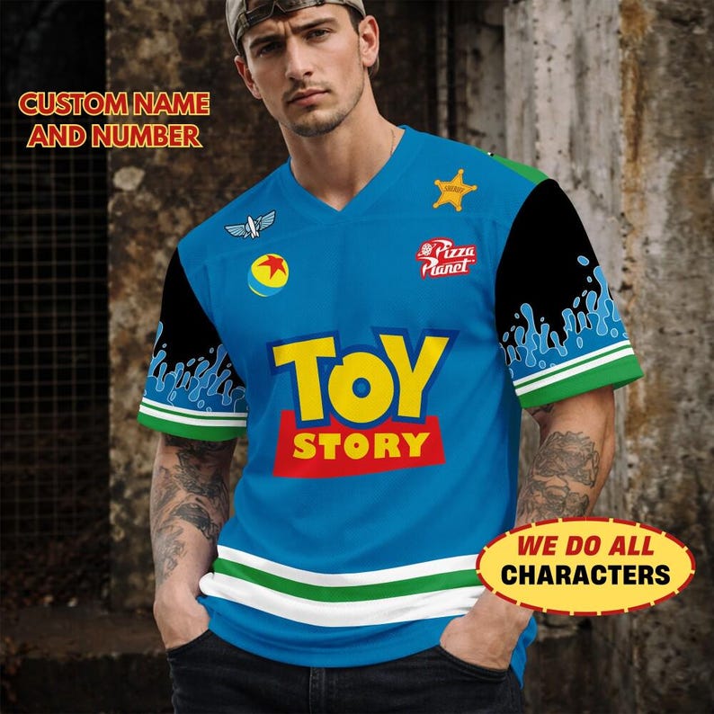 Custom DisneyLand Toy Story Crop Top Football Jersey, Toy Story Characters Croptop Jersey, Disneyland Football Team Outfit, Gift For Fans image 2