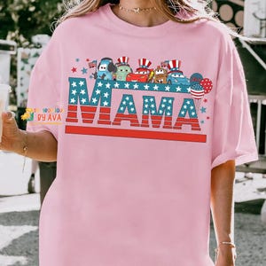 Personalized Disneyland Cars Family Dad Mom Happy 4th of July Shirt, Pixar Cars Independence Day Shirt, Lightning McQueen Patriotic Shirt image 6