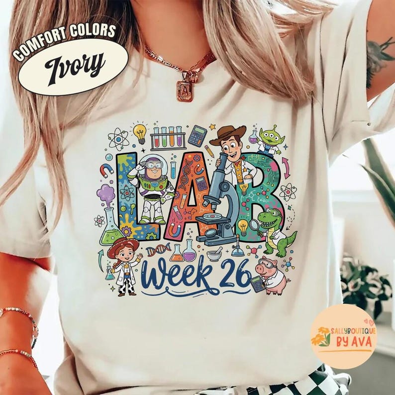 Disneyland Toy Story Lab Week 2026 Shirt, Buzz Lightyear Woody Jessie Bo Peep Lab Story, Lab Assistant, Med Lab Team Clinical Laboratory Tee image 1