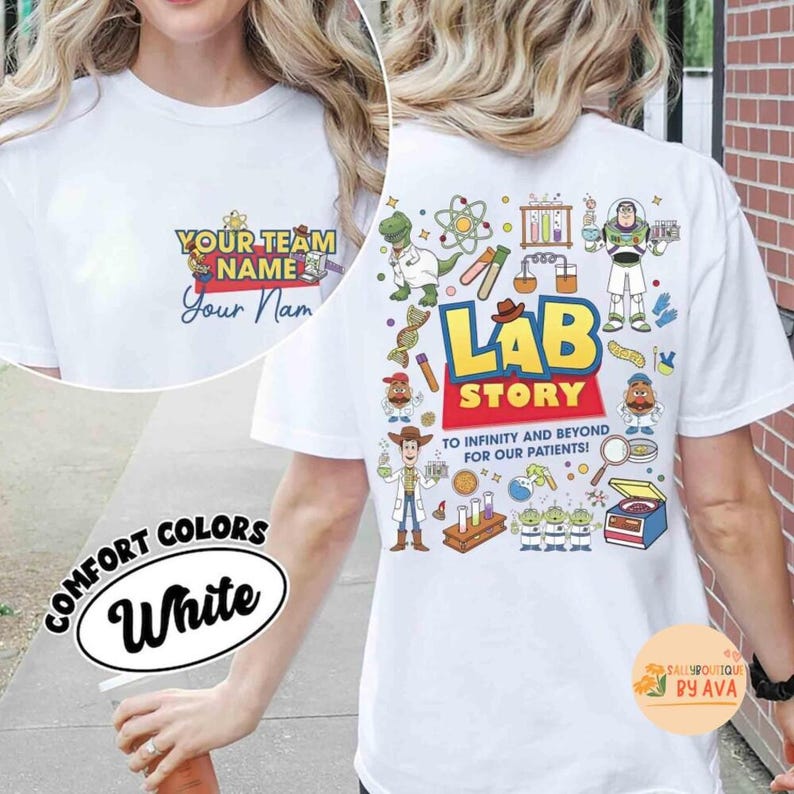 Camiseta de la Semana del Laboratorio de Toy Story de Disneyland 2026, Buzz Lightyear, Woody, Jessie, Bo Peep, Historia del Laboratorio, Camiseta del Equipo del Laboratorio, Laboratorio Médico Clínico imagen 1