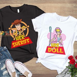 Toy Story Couple Woody And Bo Peep Shirt, Her Sheriff His Doll Shirt Disneyland Couple Shirt Disneyland Valentine Sweatshirt Honeymoon Shirt image 2
