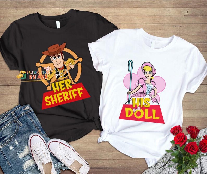 Toy Story Couple Woody And Bo Peep Shirt, Her Sheriff His Doll Shirt Disneyland Couple Shirt Disneyland Valentine Sweatshirt Honeymoon Shirt image 2