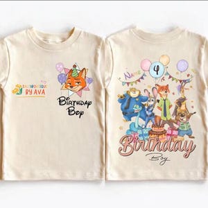 Personalized Name Age Zootopia Birthday Boy Shirt, Disneyland Judy Hopps Nick Wilde Gary De'Snake Birthday Squad Gift, Disneyland Family Tee image 5