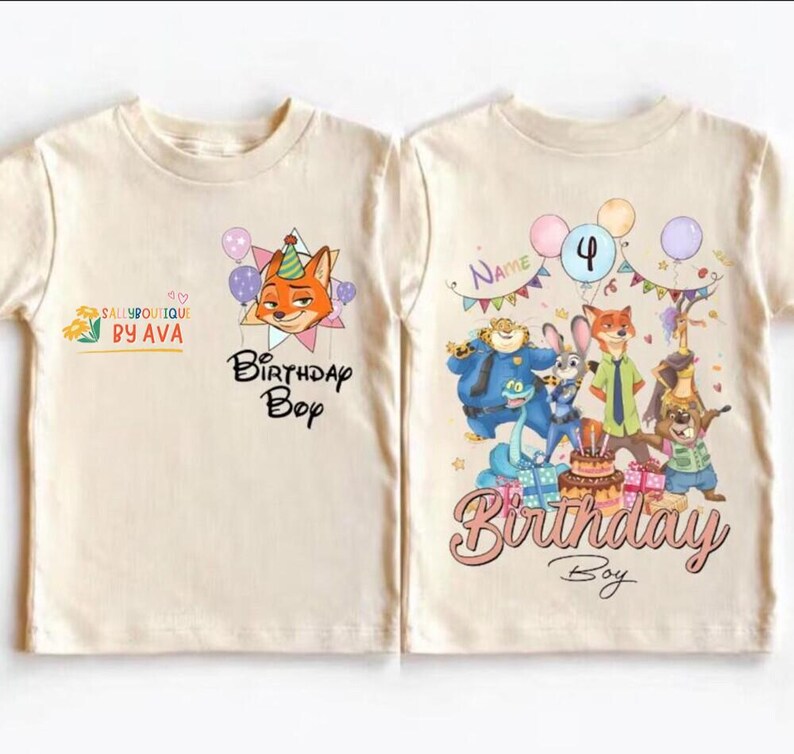 Personalized Name Age Zootopia Birthday Boy Shirt, Disneyland Judy Hopps Nick Wilde Gary De'Snake Birthday Squad Gift, Disneyland Family Tee image 5